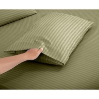 Royale Linen Striped Bed Sheet Set Brushed Microfiber 1800 Bedding 1 Fitted Sheet 1 Flat Sheet 1 Pillowcase Wrinkle Fa