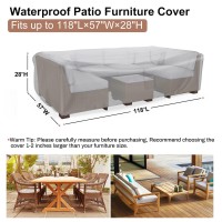 Patio Furniture Set Cover Waterproof, Mrrihand Outdoor Sectional Sofa Set Cover Heavy Duty 600D Table And Chair Set Cover 118