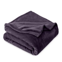 Bare Home Fleece Blanket Throw Travel Blanket Eggplant Lightweight Blanket For Bed Sofa Couch Movie Night Camping And