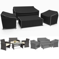 Outdoor Furniture Cover Waterproof, 4-Piece Patio Furniture Covers, Patio Furniture Set Covers, Patio Covers Includ: Ourdoor Sofa Cover, 2 Chair Covers, Coffee Table Cover -Xl -Black