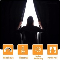 Hiasan Blackout Curtains For Bedroom And Living Room Thermal Insulated Noise Reducing Window Curtain Panels Tiebacks Included