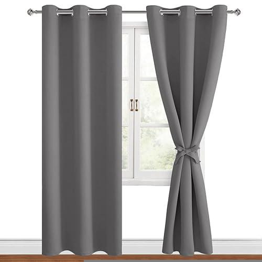 Hiasan Blackout Curtains For Bedroom And Living Room Light Blocking Noise Reducing Window Curtain Panels Tiebacks Included S