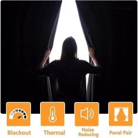 Hiasan Blackout Curtains For Bedroom And Living Room Light Blocking Noise Reducing Window Curtain Panels Tiebacks Included S