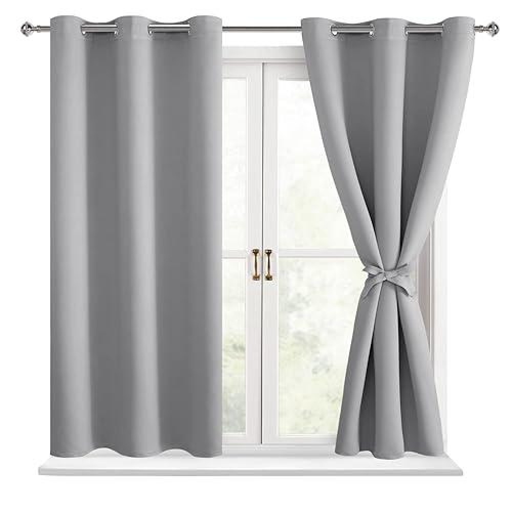 Hiasan Short Blackout Curtains For Bedroom Thermal Insulated Light Blocking Window Curtains For Living Room 2 Drape Panels