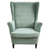 Elysysrl Wing Chair Slipcovers 2 Pieces Jacquard Wingback Chair Covers Armchair Covers Stretch Spandex Sofa Slipcover With Elastic Bottom For Living Room Bedroom Dining Room (Grey) (Color : #5)