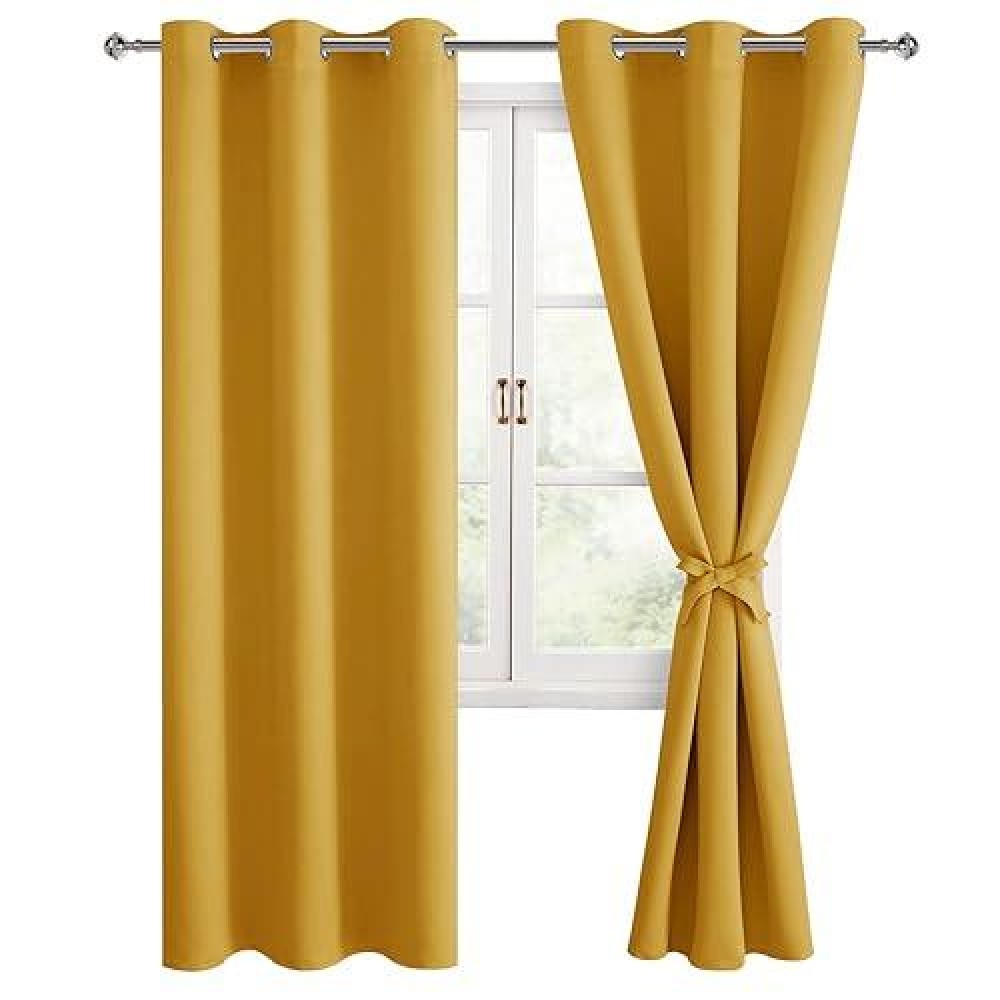 Hiasan Blackout Curtains For Bedroom And Living Room Light Blocking Noise Reducing Window Curtain Panels Tiebacks Included S