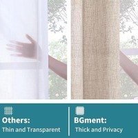 Bgment Linen Curtains 63 Inches Length 2 Panels For Window Rod Pocket Back Tab Light Filtering Textured Drapes For Living Room