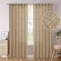 Bgment Linen Curtains 84 Inch Length Light Filtering Rod Pocket Burlap Textured Window Drapes For Bedroom Farmhouse Living Room