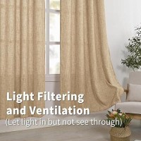 Bgment Linen Curtains 84 Inch Length Light Filtering Rod Pocket Burlap Textured Window Drapes For Bedroom Farmhouse Living Room