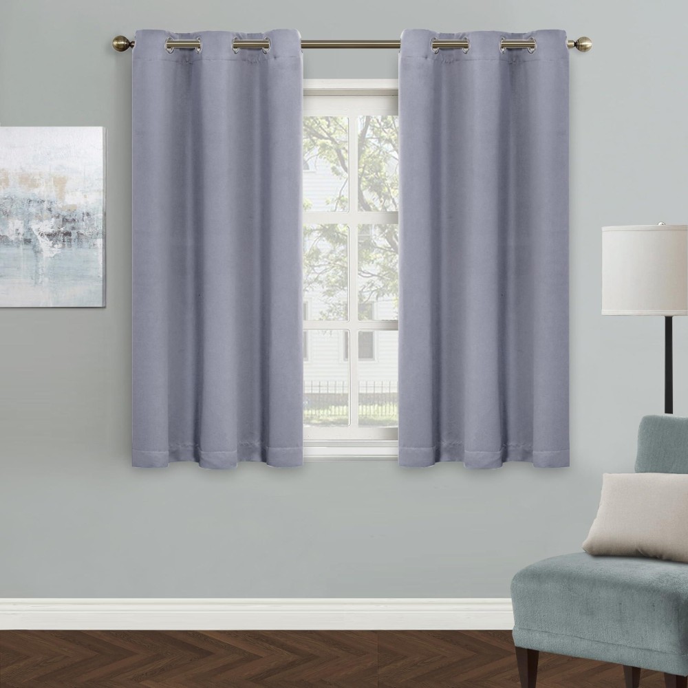 Mysky Home Grey Curtains For Boys Room Blackout Curtain For Bedroom Kitchen Windows Grommet Top Room Darkening Curtains Therma