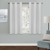 Mysky Home Greyish White Curtains For Bedroom 54 Inch Long Blackout Curtains For Kitchen Windows Thermal Insulated Curtain Gro