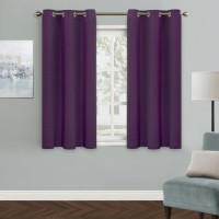 Mysky Home Blackout Curtain For Bedroom Purple Curtains 45 Inch Long Small Window Curtains Grommet Room Darkening Curtain Ther