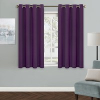 Mysky Home Blackout Curtain For Bedroom Purple Curtains 45 Inch Long Small Window Curtains Grommet Room Darkening Curtain Ther