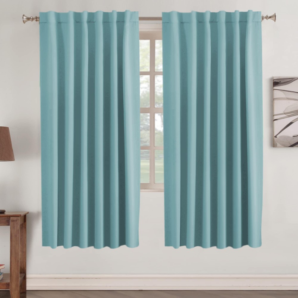 Turquoize Blackout Curtains 72 Inch Length Rod Pocket Back Tab Blackout Curtains For Bedroom Insulated Curtains Room Darkening W