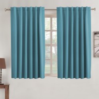 Turquoize Blackout Curtains Thermal Insulated Window Treatment Panels Rod Pocket Window Panels For Small Windows Thermal Insulat