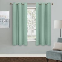 Mysky Home Aqua Blackout Curtains For Living Room 63 Inch Long Grommet Room Darkening Curtain For Bedroom Amazing Triple Weave