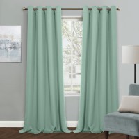 Mysky Home Blackout Curtains For Living Room Grommet 108 Inch Long Room Darkening Curtain For Bedroom Thermal Insulated Slidin