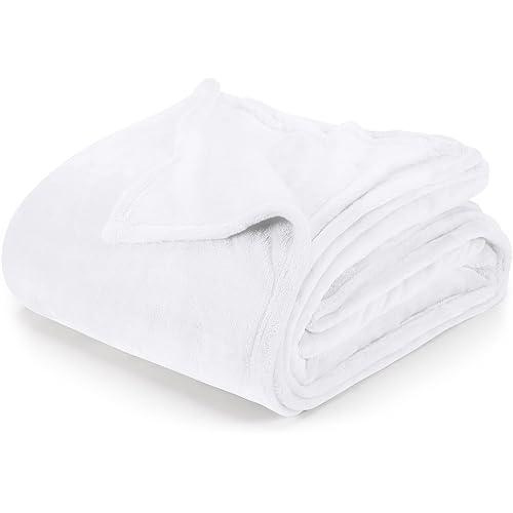 Utopia Bedding White Fleece Blanket Queen Size Lightweight Fuzzy Soft Antistatic Microfiber Bed Blanket 90X90 Inch