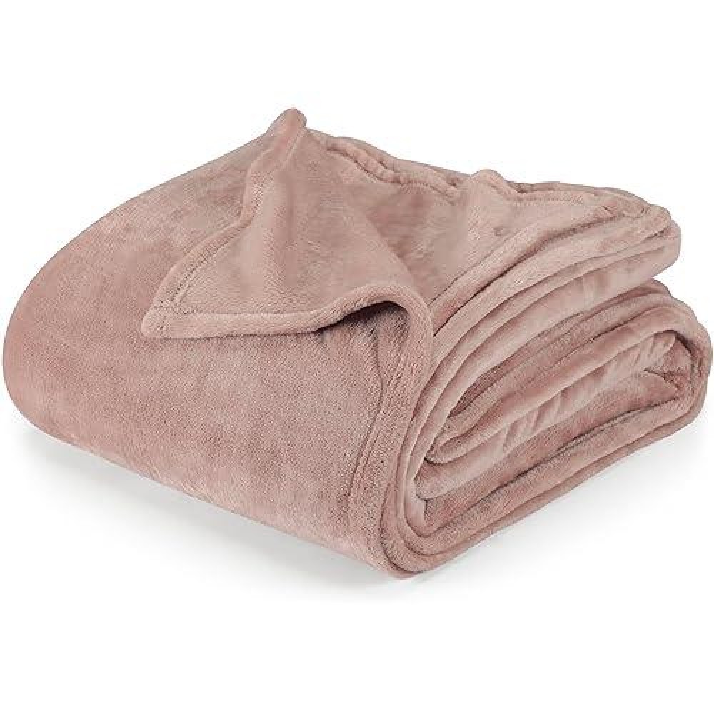 Utopia Bedding Rose Pink Fleece Blanket King Size Lightweight Fuzzy Soft Antistatic Microfiber Bed Blanket 90X102 Inch