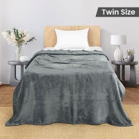 Utopia Bedding Cool Grey Fleece Blanket Twin Size Lightweight Fuzzy Soft Antistatic Microfiber Bed Blanket 90X66 Inch