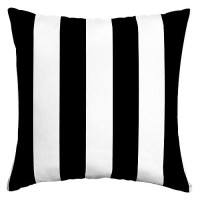 Arden Selections Outdoor Toss Pillow  16 X 16  Rain-Proof  Fade Resistant 16 X 16  Black Cabana Stripe