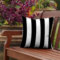 Arden Selections Outdoor Toss Pillow  16 X 16  Rain-Proof  Fade Resistant 16 X 16  Black Cabana Stripe