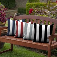 Arden Selections Outdoor Toss Pillow  16 X 16  Rain-Proof  Fade Resistant 16 X 16  Black Cabana Stripe