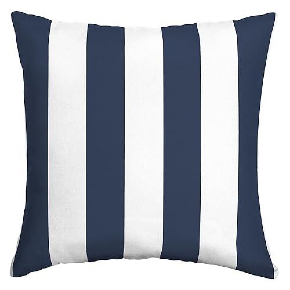 Arden Selections Outdoor Toss Pillow  16 X 16  Rain-Proof  Fade Resistant 16 X 16  Sapphire Blue Cabana Stripe