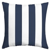 Arden Selections Outdoor Toss Pillow  16 X 16  Rain-Proof  Fade Resistant 16 X 16  Sapphire Blue Cabana Stripe