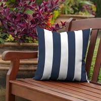 Arden Selections Outdoor Toss Pillow  16 X 16  Rain-Proof  Fade Resistant 16 X 16  Sapphire Blue Cabana Stripe