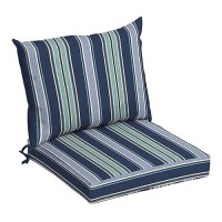 Arden Selections Outdoor Cushion Pillow Back 21 X 21  Sapphire Aurora Blue Stripe