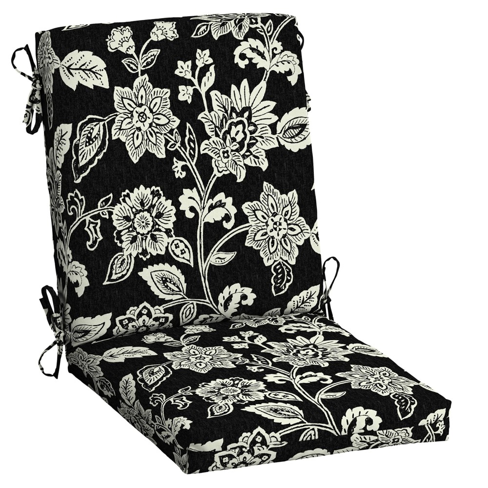 Arden Selections Outdoor Dining Chair Cushion 20 X 20, Ashland Black Jacobean