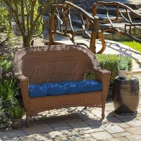 Arden Selections Outdoor Wicker Settee Cushion  41.5 X 18  Water Repellent  Fade Resistant 41.5 X 18  Cobalt Blue Texture