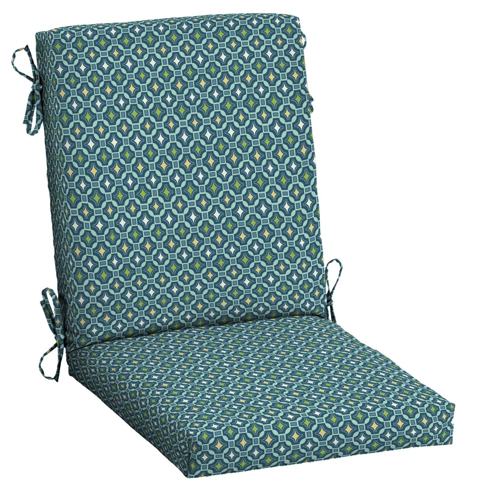 Arden Selections Outdoor Dining Chair Cushion 20 X 20, Peacock Blue Green Texture