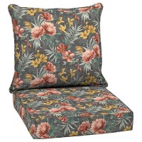 Arden Selections Outdoor Deep Seat Set  24 X 24  Rain-Proof  Fade Resistant  Deep Seat Bottom And Back Cushion 24 X 24  Phoebe Grey Floral