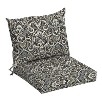 Arden Selections Outdoor Dining Chair Cushion Set 21 X 21, Black Aurora Damask