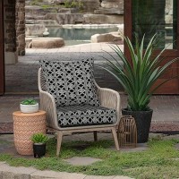 Arden Selections Outdoor Deep Seat Set  24 X 24  Rain-Proof  Fade Resistant  Deep Seat Bottom And Back Cushion 24 X 24  Black Global Stripe