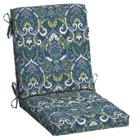 Arden Selections Outdoor Dining Chair Cushion 20 X 20, Sapphire Aurora Blue Damask
