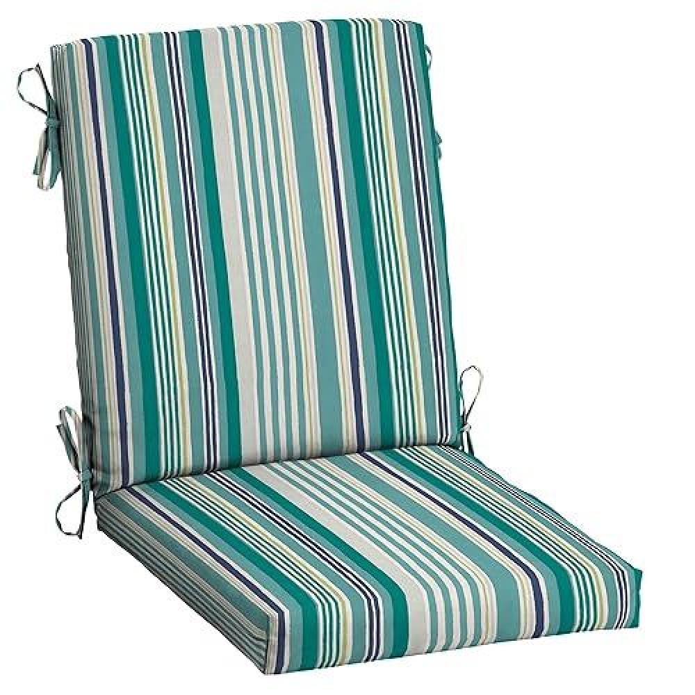 Arden Selections Outdoor Dining Chair Cushion 20 X 20  Rain-Proof  Fade Resistant 20 X 20  Teal Cobalt Stripe