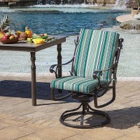 Arden Selections Outdoor Dining Chair Cushion 20 X 20  Rain-Proof  Fade Resistant 20 X 20  Teal Cobalt Stripe