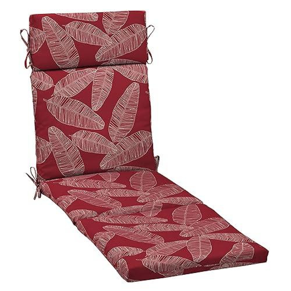 Arden Selections Outdoor Chaise Cushion  21 X 72  Rain-Proof  Fade Resistant 21 X 72  Red Leaf Palm