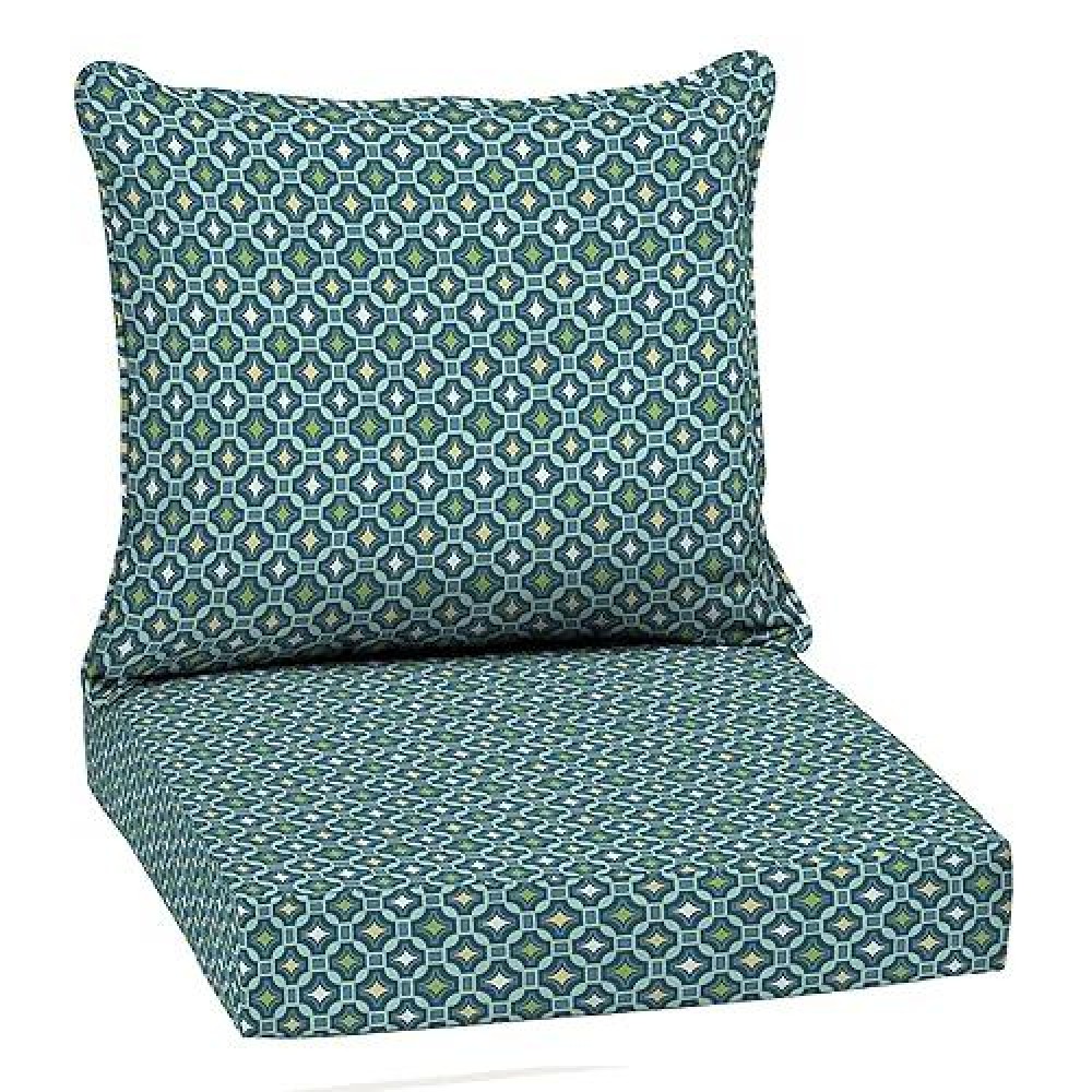 Arden Selections Outdoor Deep Seat Cushion Set  22 X 24  Rain-Proof  Fade Resistant 22 X 24  Alana Tile