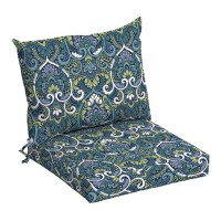 Arden Selections Outdoor Cushion Pillow Back 21 X 21, Sapphire Aurora Blue Damask