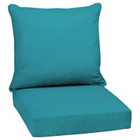 Arden Selections Outdoor Deep Seat Cushion Set, Water Repellant, Fade Resistant, Deep Seat Bottom And Back Cushion For Chair, Sofa, And Couch, 24 X 24, Lake Blue Leala