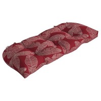 Arden Selections Outdoor Wicker Settee Cushion  41.5 X 18  Water Repellent  Fade Resistant 41.5 X 18  Red Leaf Palm