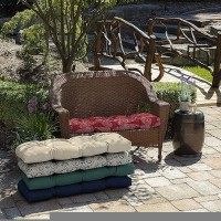 Arden Selections Outdoor Wicker Settee Cushion  41.5 X 18  Water Repellent  Fade Resistant 41.5 X 18  Red Leaf Palm