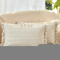 Zwjd Throw Pillow Covers 12X20 Set Of 2 Striped Pillow Covers With Fringe Chic Cotton Decorative Pillows Square Cushion Covers For Sofa Couch Bed Living Room Farmhouse Decor