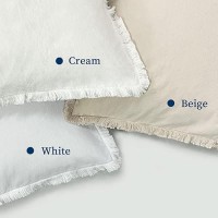 Zwjd Pillow Covers 16X16 Set Of 2 White Throw Pillow Covers With Fringe Chic Cotton Decorative Pillows Square Cushion Covers For Sofa Couch Bed Living Room Farmhouse Boho Decor