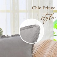 Zwjd Pillow Covers 18X18 Set Of 2 Khaki Throw Pillow Covers With Fringe Chic Cotton Decorative Pillows Square Cushion Covers For Sofa Couch Bed Living Room Farmhouse Boho Decor