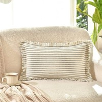 Zwjd Throw Pillow Covers 12X20 Set Of 2 Striped Pillow Covers With Fringe Chic Cotton Decorative Pillows Square Cushion Covers For Sofa Couch Bed Living Room Farmhouse Decor